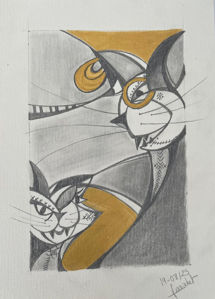 The Weight of the Gaze, Mixed media on paper